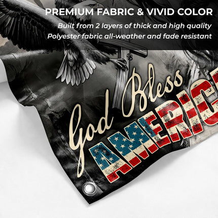 God Bless America Jesus Eagle Grommet Flag