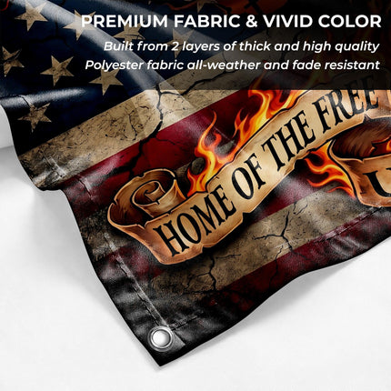 US Veteran Fiery Eagle Battlefield Cross America 250 House Flag