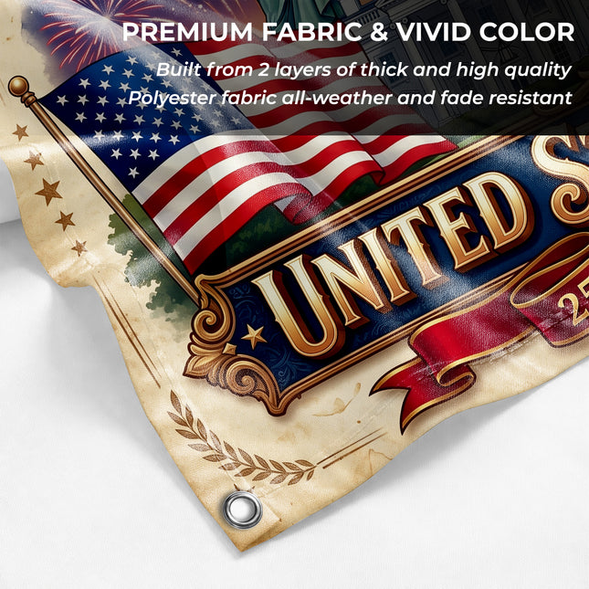 United States of America 250 Years of Freedom Vintage National Landmarks Flag