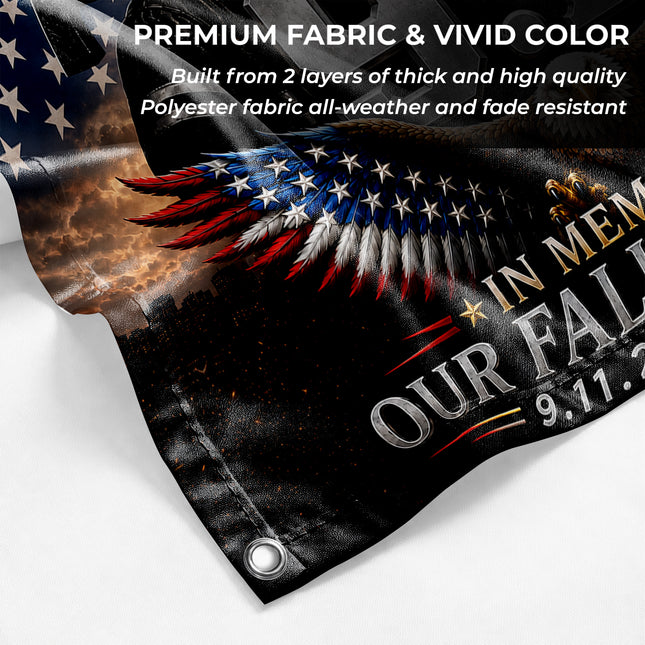 Patriot Day 25th Anniversary Fallen Heroes Eagle Firefighter Flag