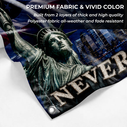Patriot Day Never Forget Statue of Liberty Twin Towers Grommet Flag