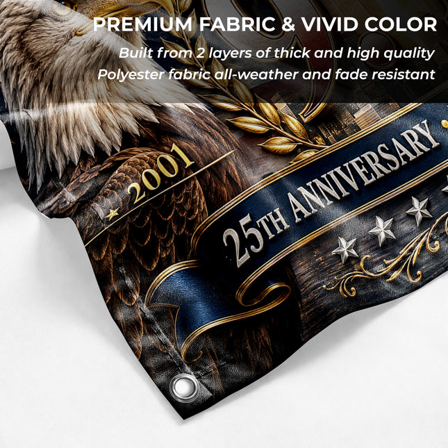 Patriot Day 25th Anniversary Eagle Laurel Never Forget Grommet Flag