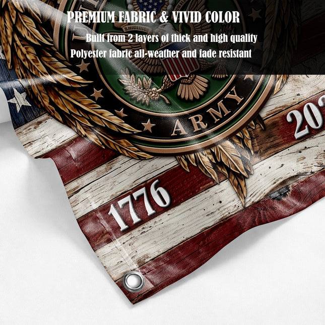 US Army Rustic Wood 250 Years of Freedom America 250 House Flag