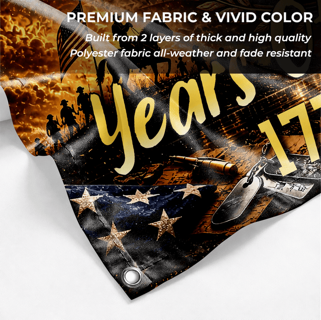 250 Years of Freedom Golden Tribute Collage America 250 House Flag