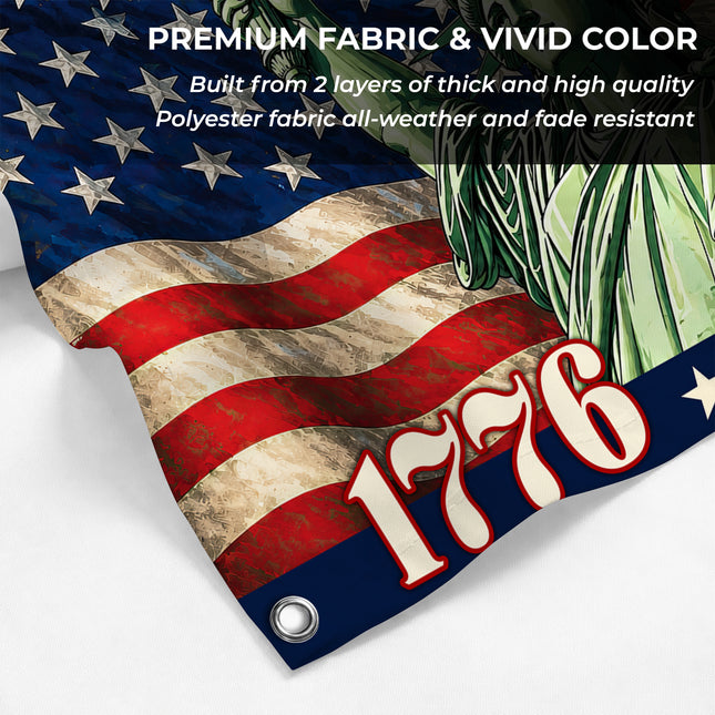 Statue of Liberty Eagle Fireworks 250 Years of Freedom House Flag