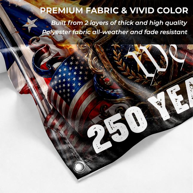United States of America 250 Years of Freedom Patriotic Eagle Cross Shields Flag