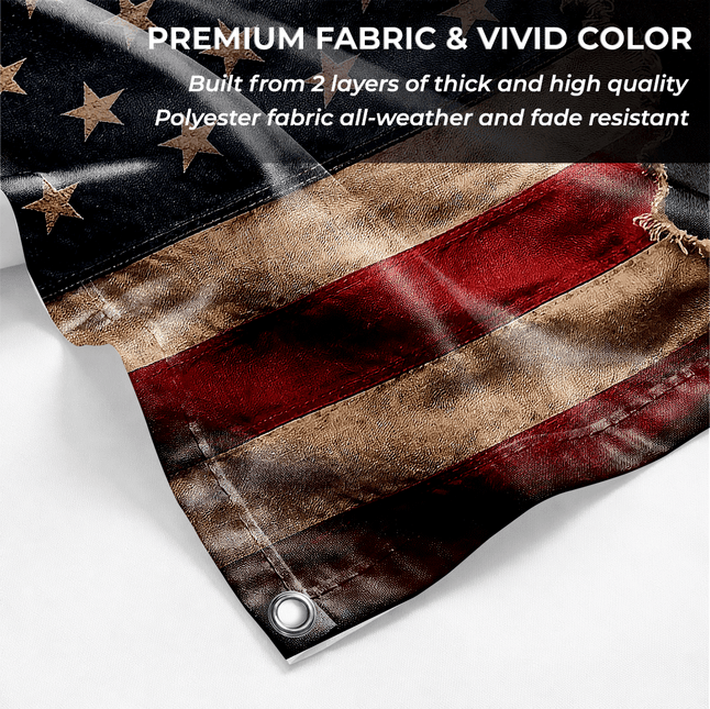 Torn American Flag Liberty Bell Statue 250 Years of Freedom House Flag