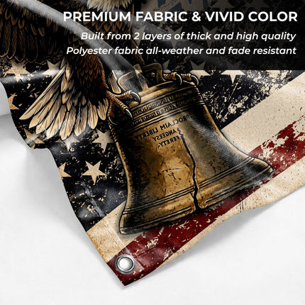 United States of America 250 Years of Freedom Distressed Typography Eagle Liberty Bell House Flag