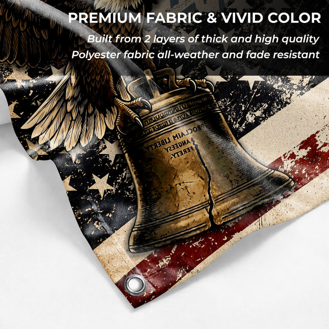 United States of America 250 Years of Freedom Distressed Typography Eagle Liberty Bell House Flag