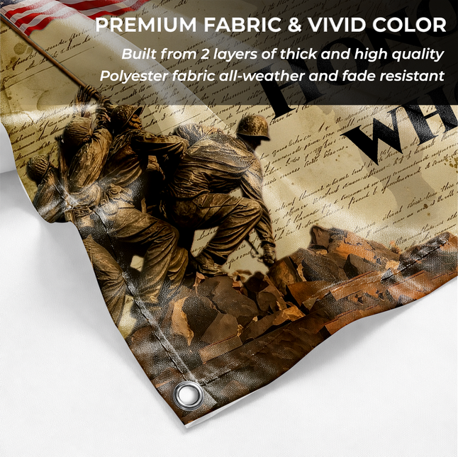 US Veteran 250 Years of Sacrifice Iwo Jima Parchment Eagle House Flag