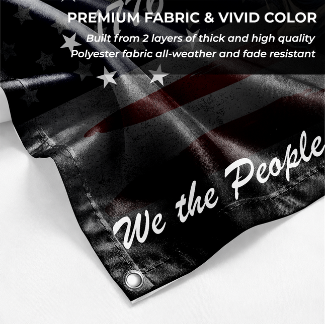 We The People 250 Years of Freedom Patriotic Skull House Flag