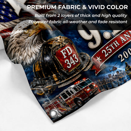 Patriot Day 25th Anniversary Never Forget First Responder Memorial Grommet Flag
