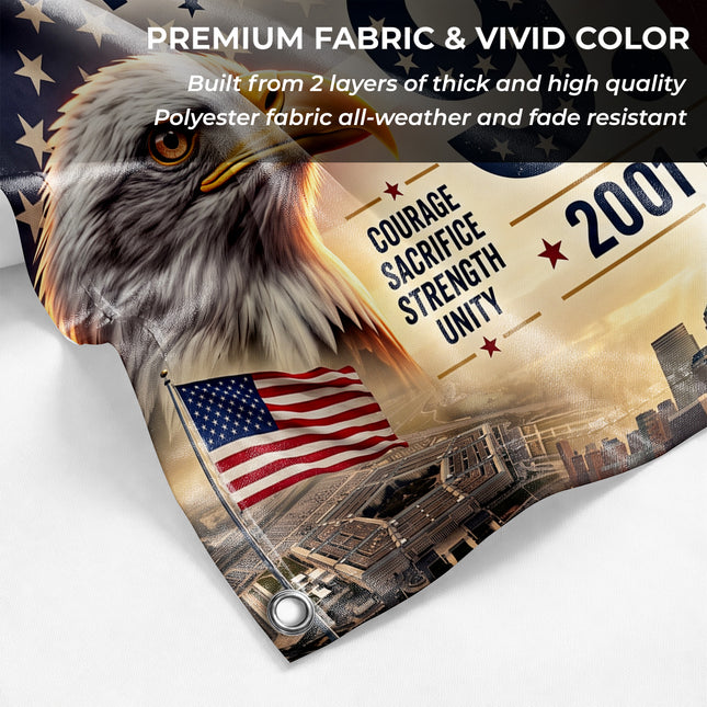Patriot Day 25th Anniversary 343 Fallen Heroes Memorial Grommet Flag