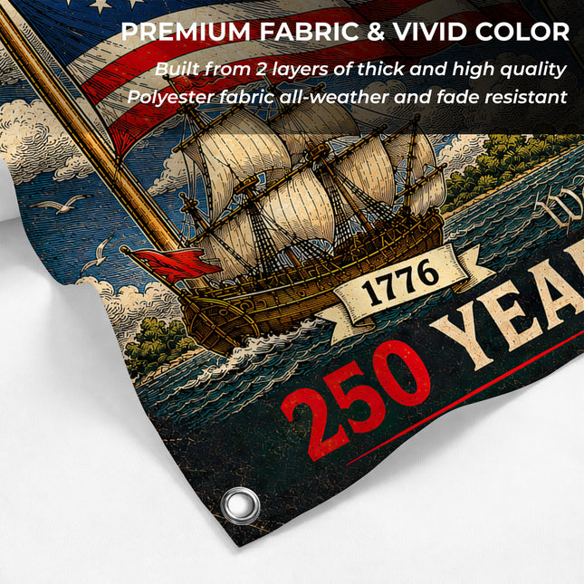 250 Years of Freedom Then and Now Naval Fleet America 250 House Flag