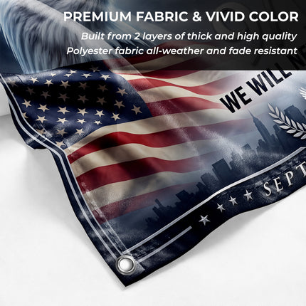 Patriot Day 25th Anniversary Eagle Tribute in Light Memorial Grommet Flag