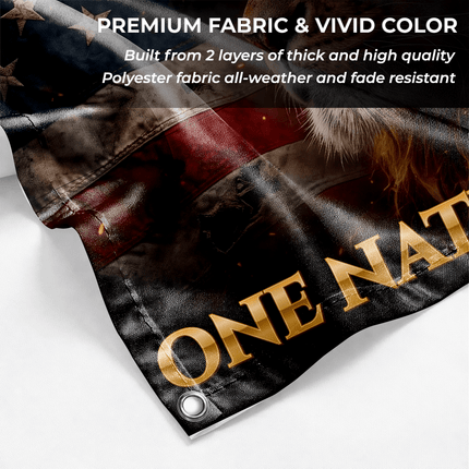 One Nation Under God Fiery Lion Jesus Flag