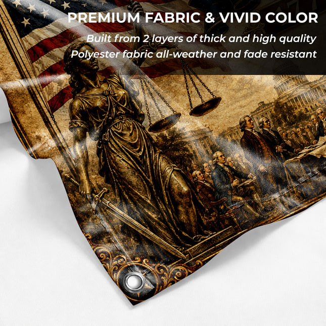 United States of America 250 Years of Freedom Vintage Lady Justice House Flag
