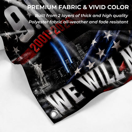 Patriot Day 25th Anniversary Thin Red Line Never Forget Grommet Flag