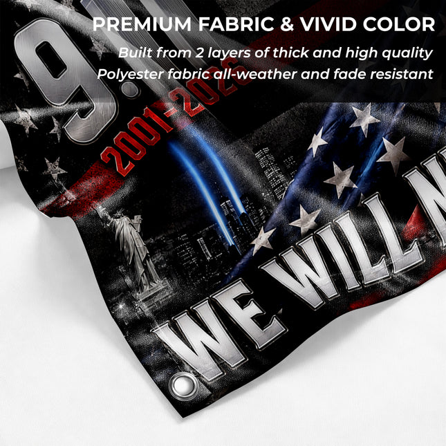 Patriot Day 25th Anniversary Thin Red Line Never Forget Grommet Flag