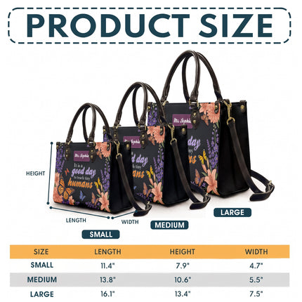 Personalized Teacher Leather Handbag Butterfly Tiny Humans