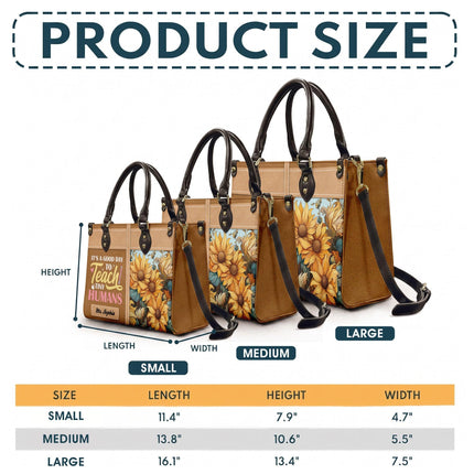 Personalized Teacher Leather Handbag Sunflower Teach Tiny Humans