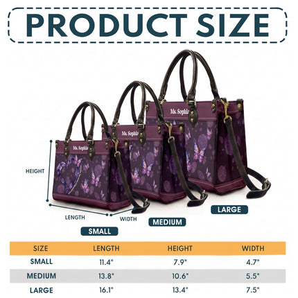 Personalized Teacher Leather Handbag Purple Gemstone Heart