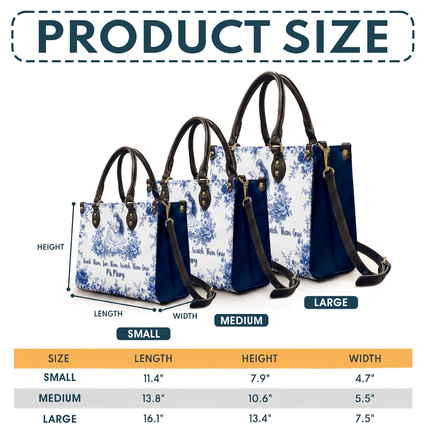 Personalized Teacher Leather Handbag Blue Floral Vintage Reading