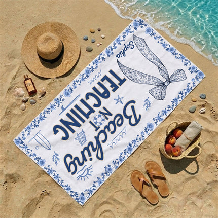 Personalized Beaching Not Teaching Teacher Beach Towel Floral Bow