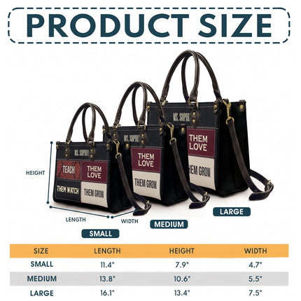 Personalized Teacher Leather Handbag Color Block Teach Love