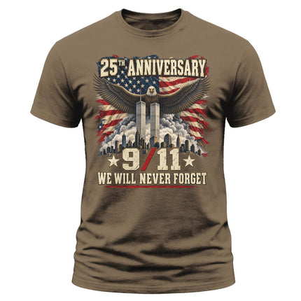 9/11 25th Anniversary We Will Never Forget Patriot Day Memorial T-Shirt