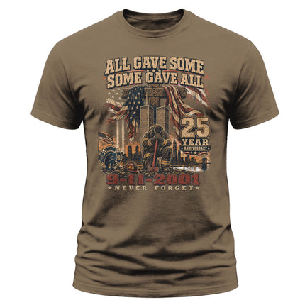 25th Anniversary Patriot Day 911 All Gave Some Some Gave All Memorial T-Shirt
