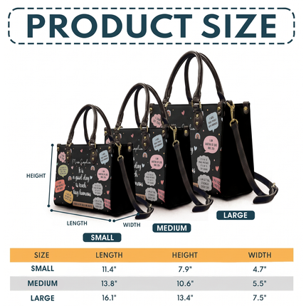 Personalized Teacher Leather Handbag Black Affirmations
