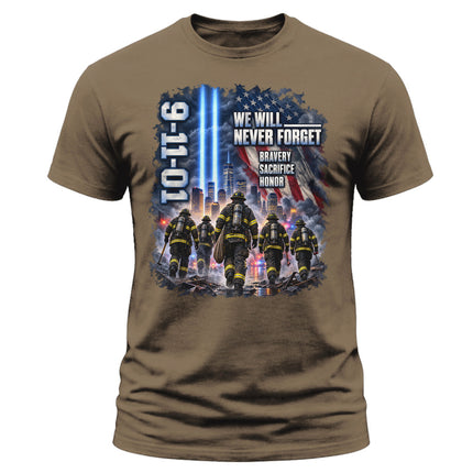 25th Anniversary Patriot Day 911 Firefighter Never Forget Memorial T-Shirt