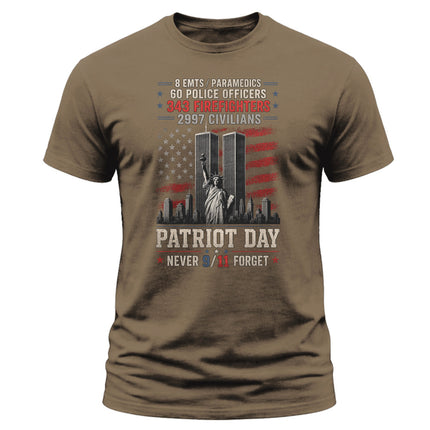 25th Anniversary Patriot Day 911 First Responders Never Forget Memorial T-Shirt