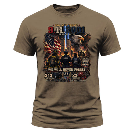 25th Anniversary Patriot Day 911 First Responders Never Forget Memorial T-Shirt