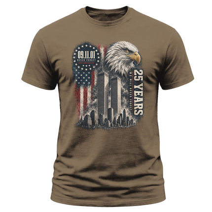 25th Anniversary Patriot Day 911 Never Forget Eagle Memorial T-Shirt