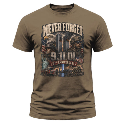 25th Anniversary Patriot Day Firefighter Soldier Eagle Tribute T Shirt