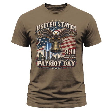9/11 Patriot Day Never Forget American Eagle Liberty Bell Memorial T-Shirt