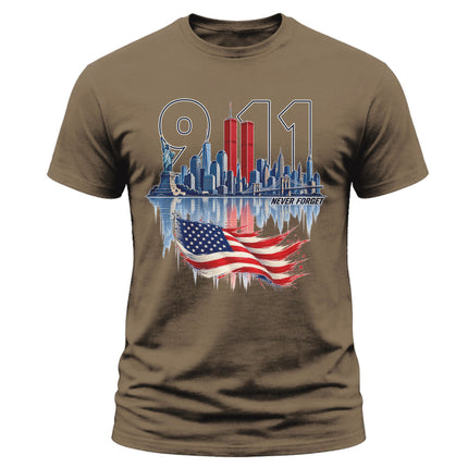 9/11 Never Forget Patriot Day New York City American Flag Memorial T-Shirt