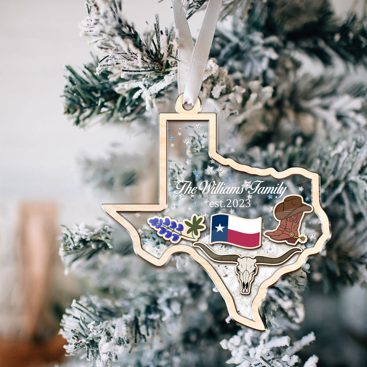 Custom Family Name Christmas In Texas 2023 Ornament