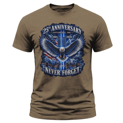 25th Anniversary Patriot Day 911 Eagle Twin Towers Never Forget T-Shirt