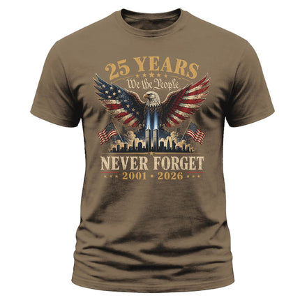 25th Anniversary Patriot Day 911 Never Forget American Eagle Memorial T-Shirt