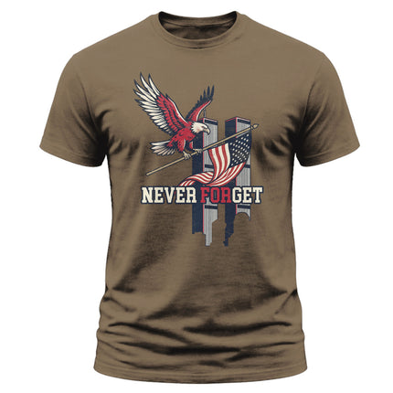 9/11 Never Forget Bald Eagle American Flag Patriot Day Memorial T-Shirt
