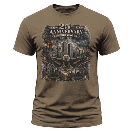 25th Anniversary Patriot Day 911 Remembering 9/11 American Eagle Memorial T-Shirt
