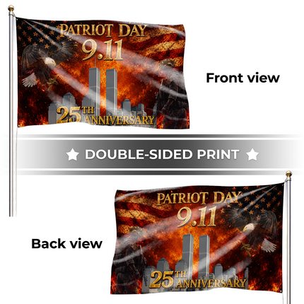25th Anniversary Patriot Day Soldier Eagle Twin Towers Tribute Grommet Flag