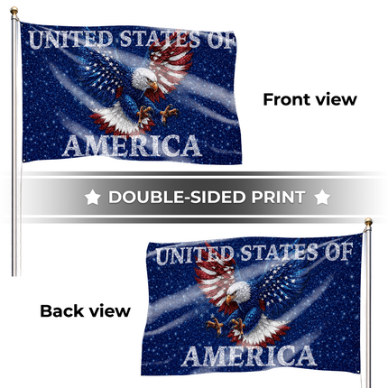 Patriotic Shimmer Starry Eagle American House Flag