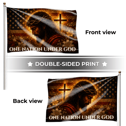 One Nation Under God Jesus Lily Cross Grommet Flag