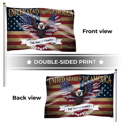 Personalized Patriotic Bald Eagle American House Flag