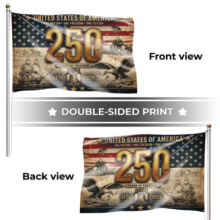 United States of America 250 Years of Freedom Iwo Jima Tall Ship House Flag