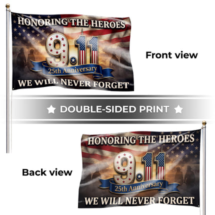 Patriot Day 25th Anniversary Honoring Heroes 9.11 Memorial Grommet Flag